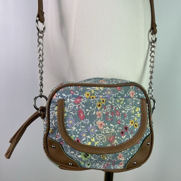 Vintage Y2K Candie’s Floral Canvas Crossbody Bag – Small Chain Strap Purse - Picture 1 of 8